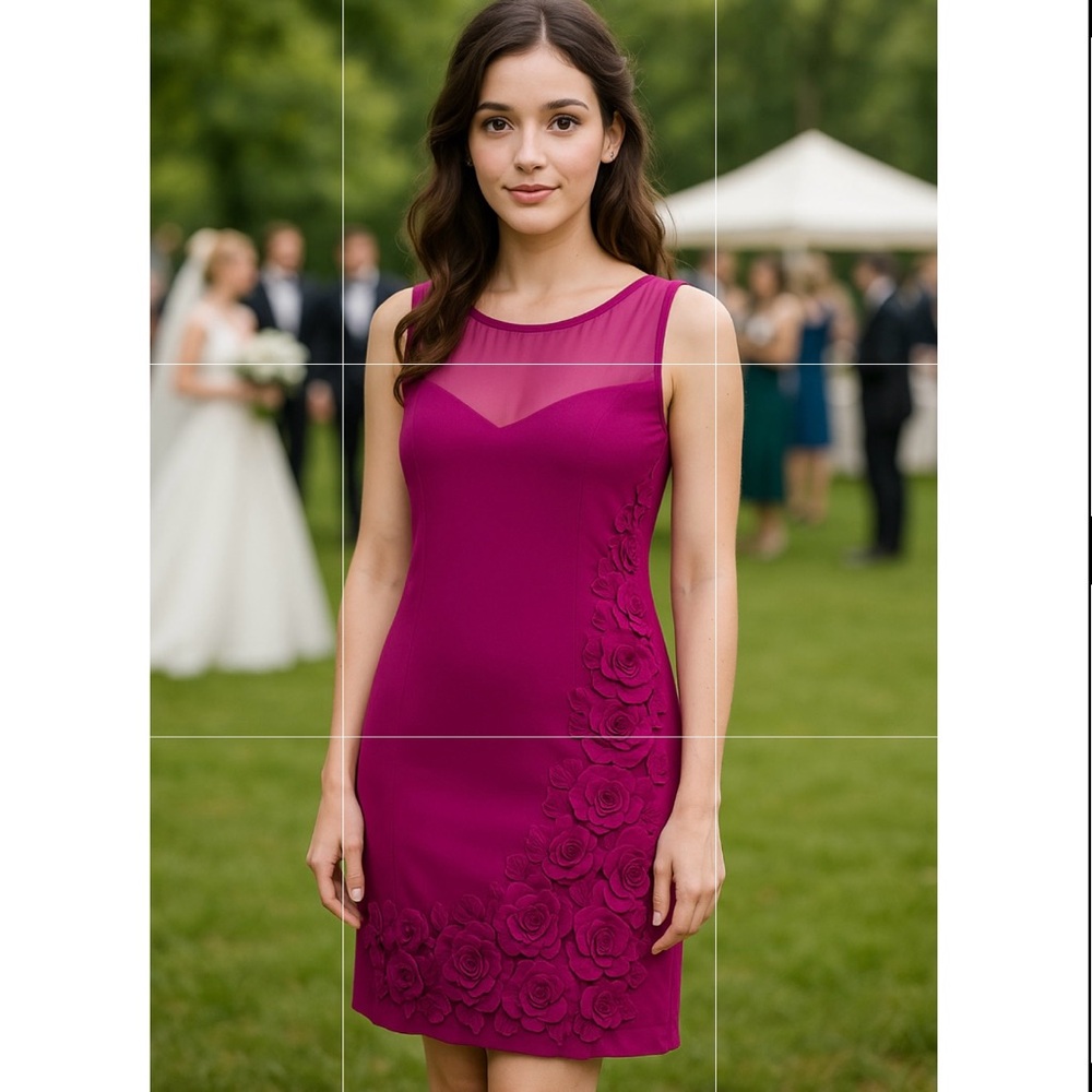 Jessica Simpson "Rosette Sheath Dress" Fuchsia Size 4 NWT